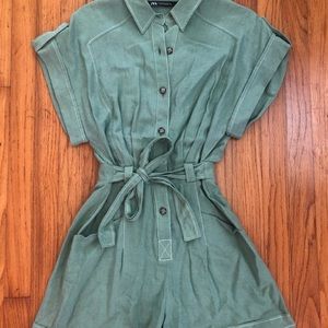 Zara Green Utility Belted Romper